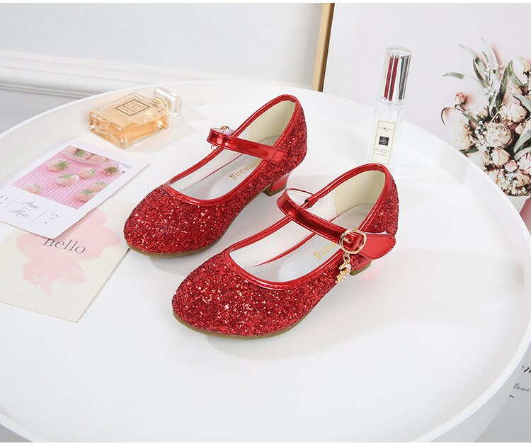 Girls Purple  High Heels For Kids Princess RED Leather Shoe Footwear Children's Party Wedding Shoes - YGSD50514