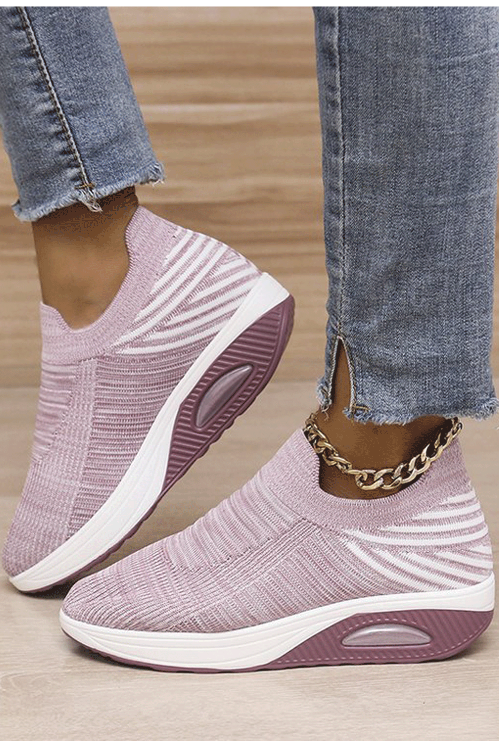 Women Thick Rubber Soled Solid Pattern Modish Autumn Season Comfy Amazing Sneaker Shoes - WSA75081