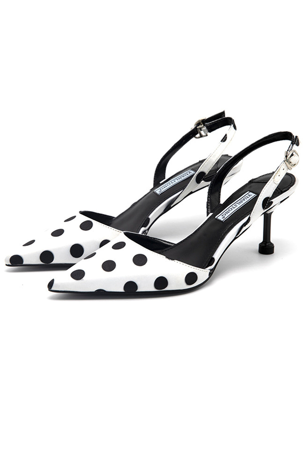 Women Pretty Polka Dotted Pointed Toe Comfy Heel Sandals - WSHP76318