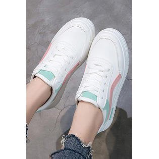 Women Superb Solid Pattern Lace Up Closure Anti Slip Rubber Soke Athletic Sneakers Shoes - C15505KMWS