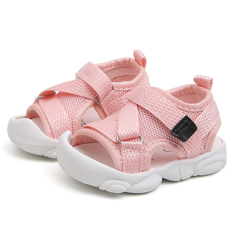 Girls' Solid Color Velcro Korean Style Sandals