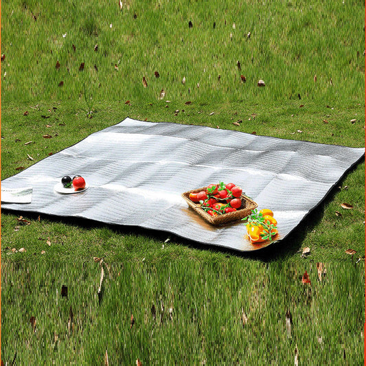 Outdoor portable camping mat moisture-proof mat double-layer thickened double-sided aluminum film aluminum foil picnic cloth internet celebrity picnic mat