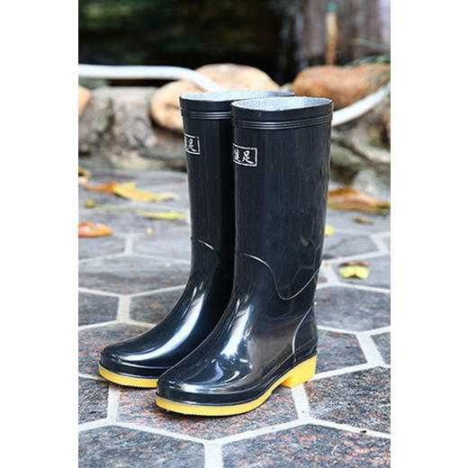 Women Shiny Solid Color High Top Water Resistant Rain Boots - WRBC16663