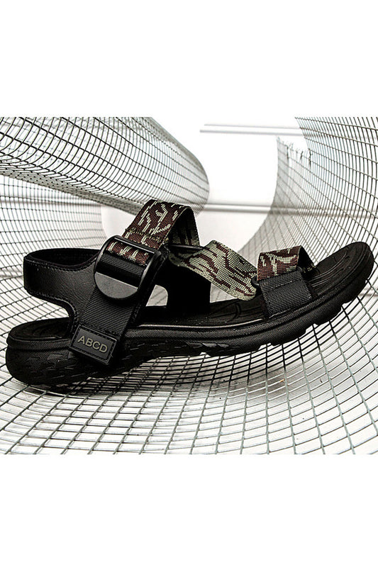 Men Fabulous Camouflage Pattern Flat Rubber Soled Easy Buckle Closure Lightweight Casual Sandal - MSD105636