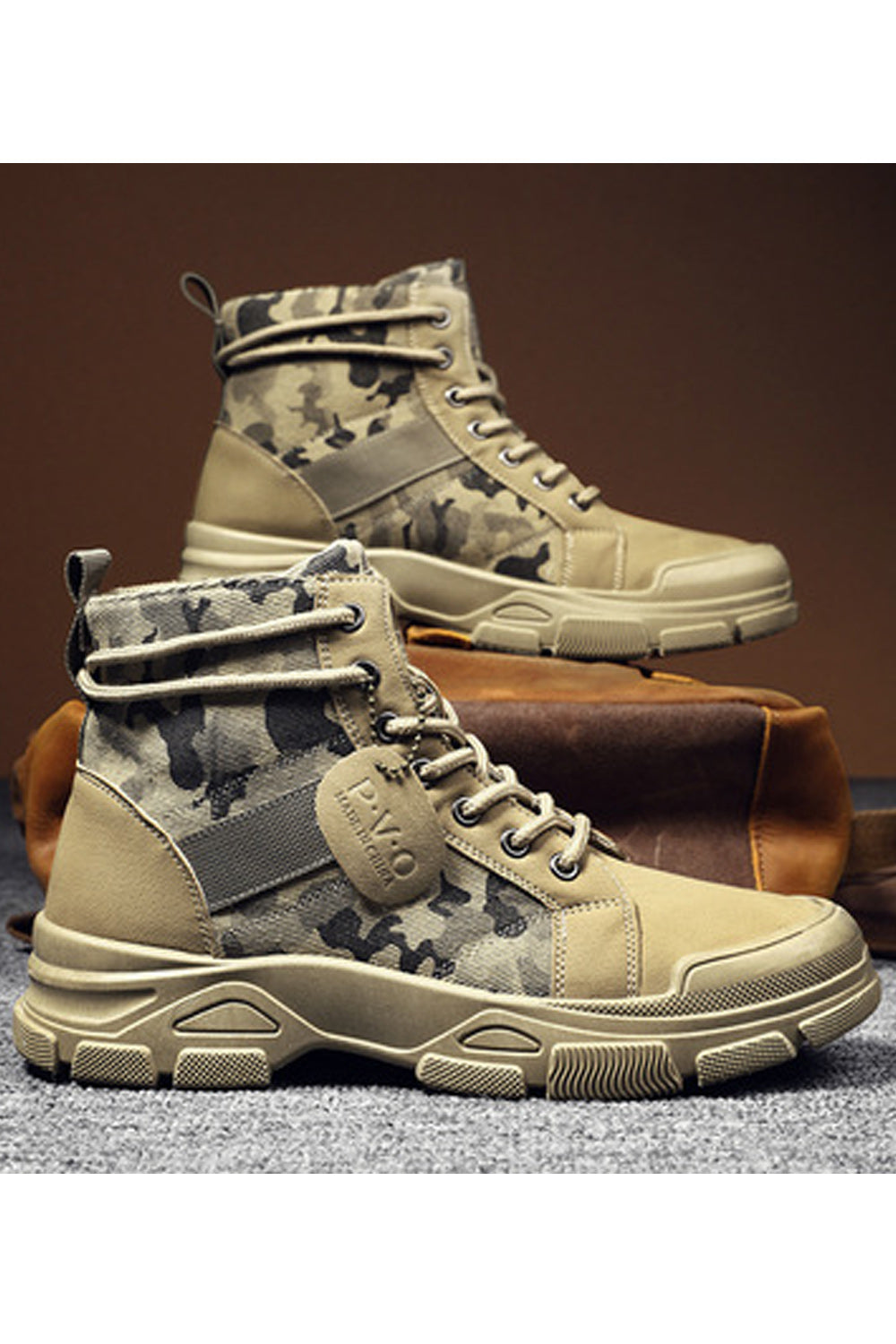 Men Stylish Camouflage Pattern High Top Trendy Casual Thick Bottom Boots - MSFHB94754