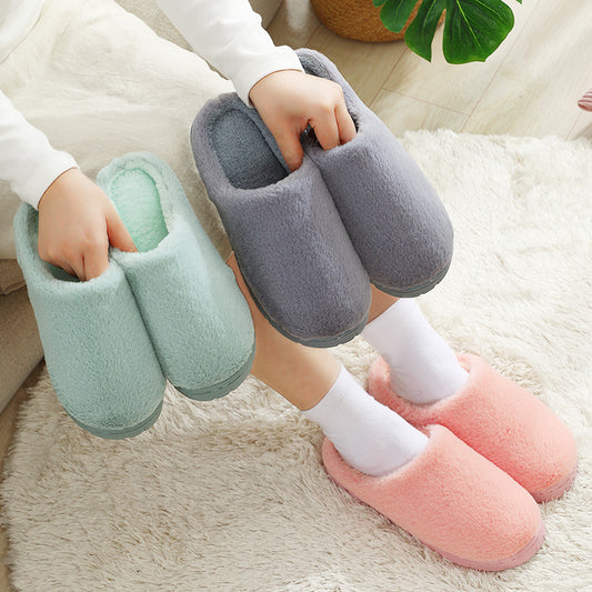 New cotton slippers for women style home couple anti-slip cotton slippers winter indoor home warm rabbit fur floor stall slippers