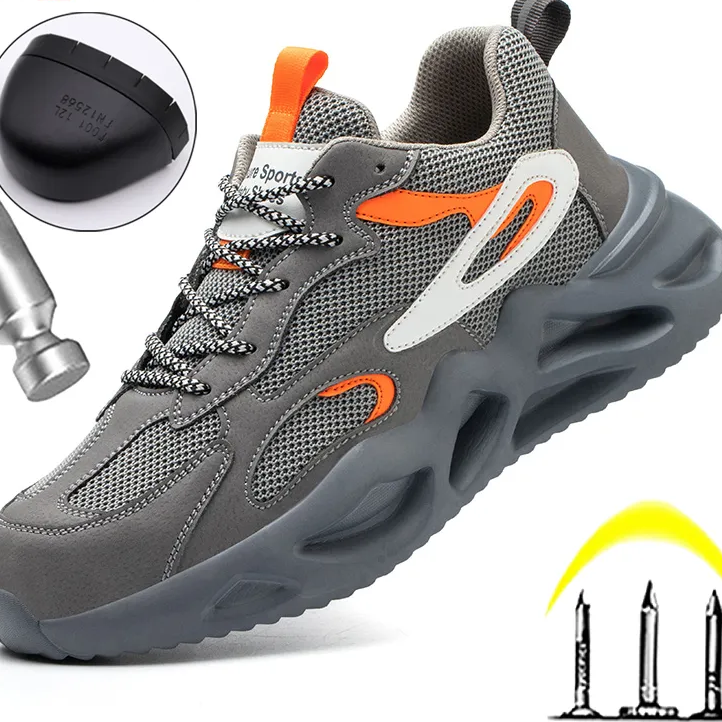 Men Work Sneakers Steel Toe Shoes Puncture-Proof Safety Shoes