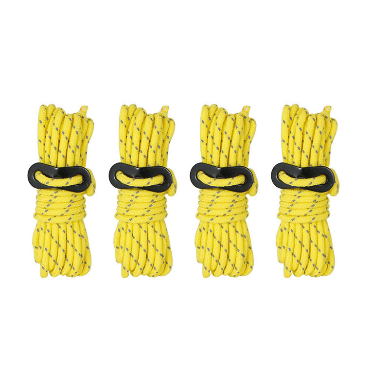 Outdoor Camping 4mm Reflective Rope Tent Rope With Fixed Buckle 4-Piece Set Canopy Pull Rope Windproof Camping Support Pole Rope
