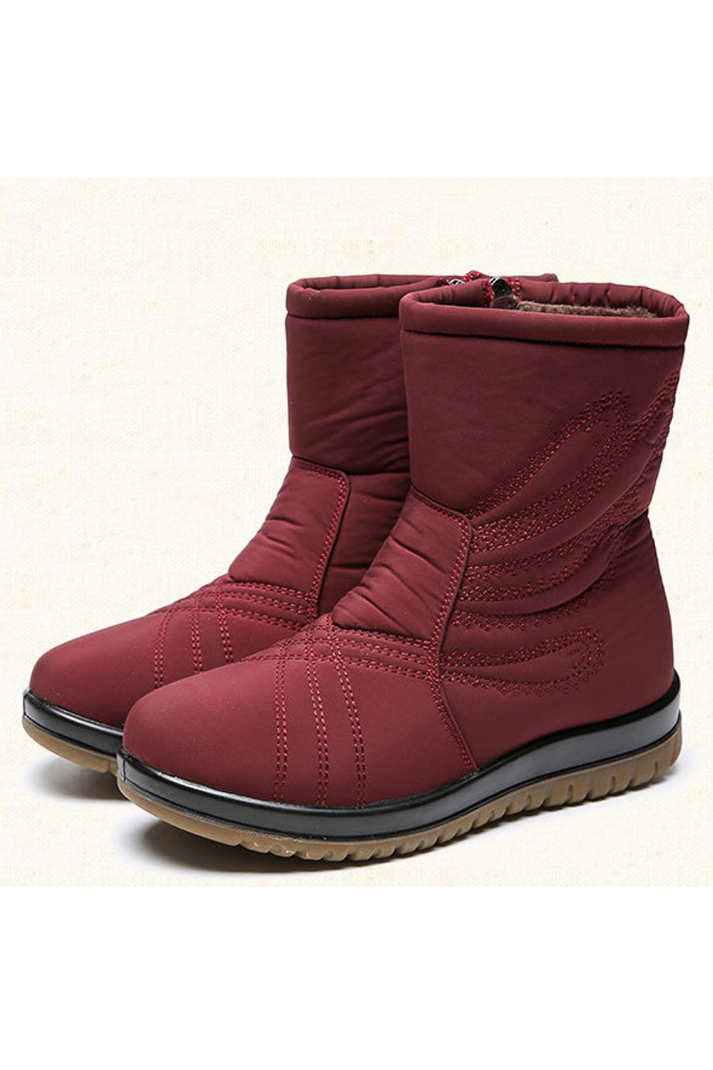 Women Round Toe Lightweight Thick Winter Cozy High Top Waterproof Solid Pattern Boots - WSC50898