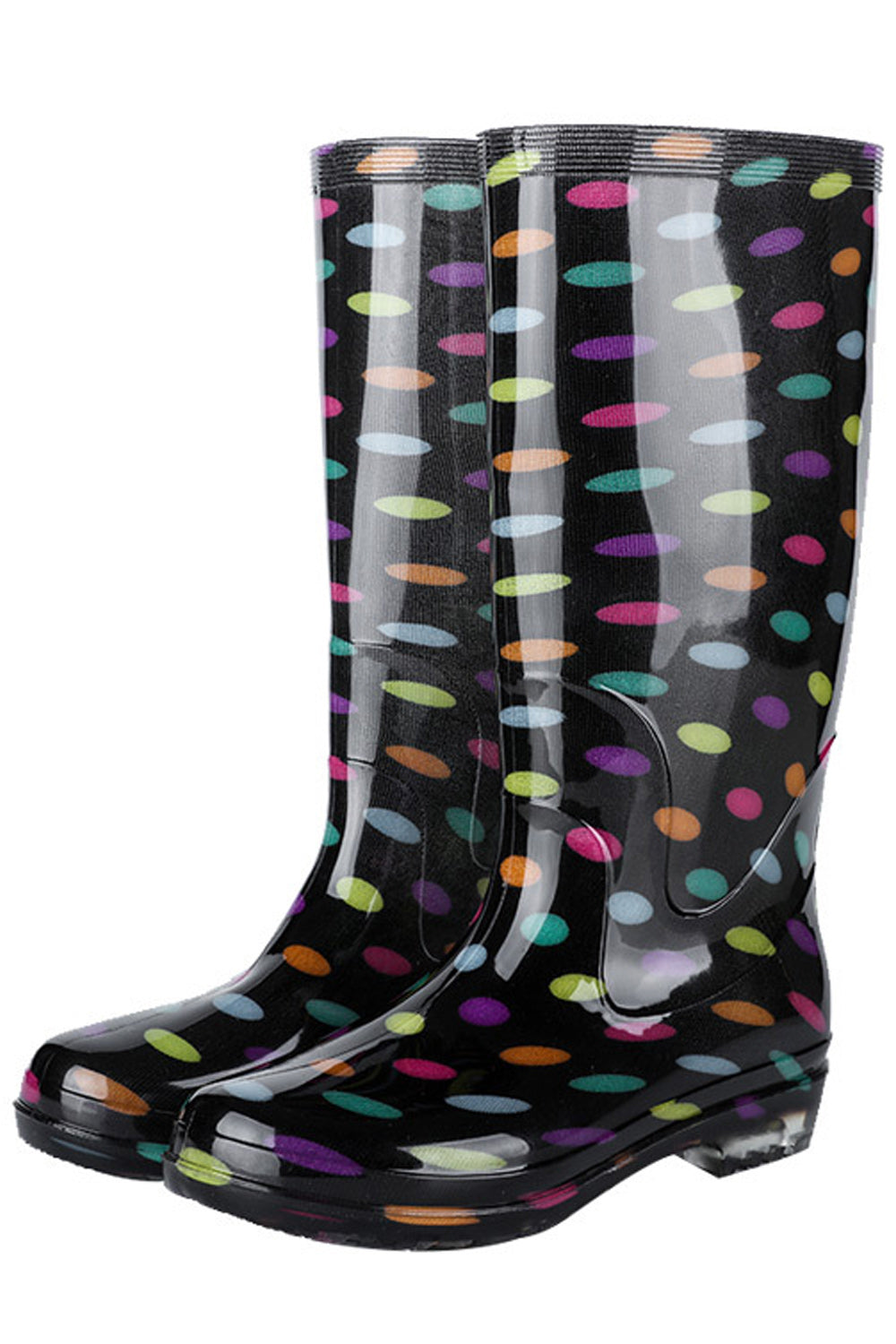 Women High Top Waterproof PVC Flat Rubber Soled Superb Lattice Pattern Comfortable Rain Boots - WRBC16603