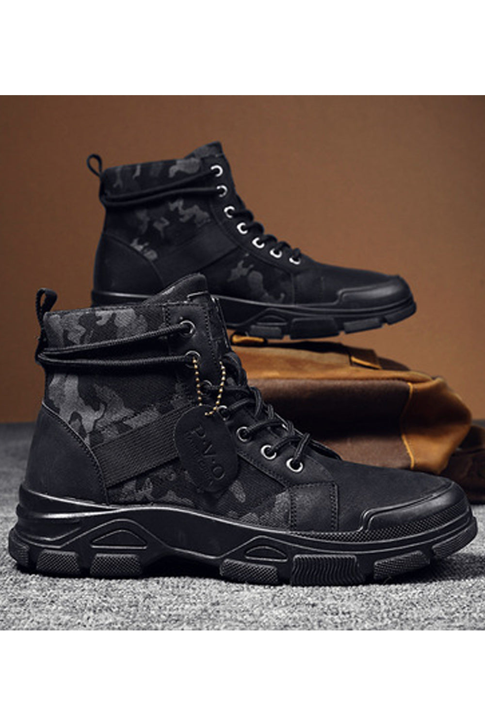 Men Stylish Camouflage Pattern High Top Trendy Casual Thick Bottom Boots - MSFHB94754