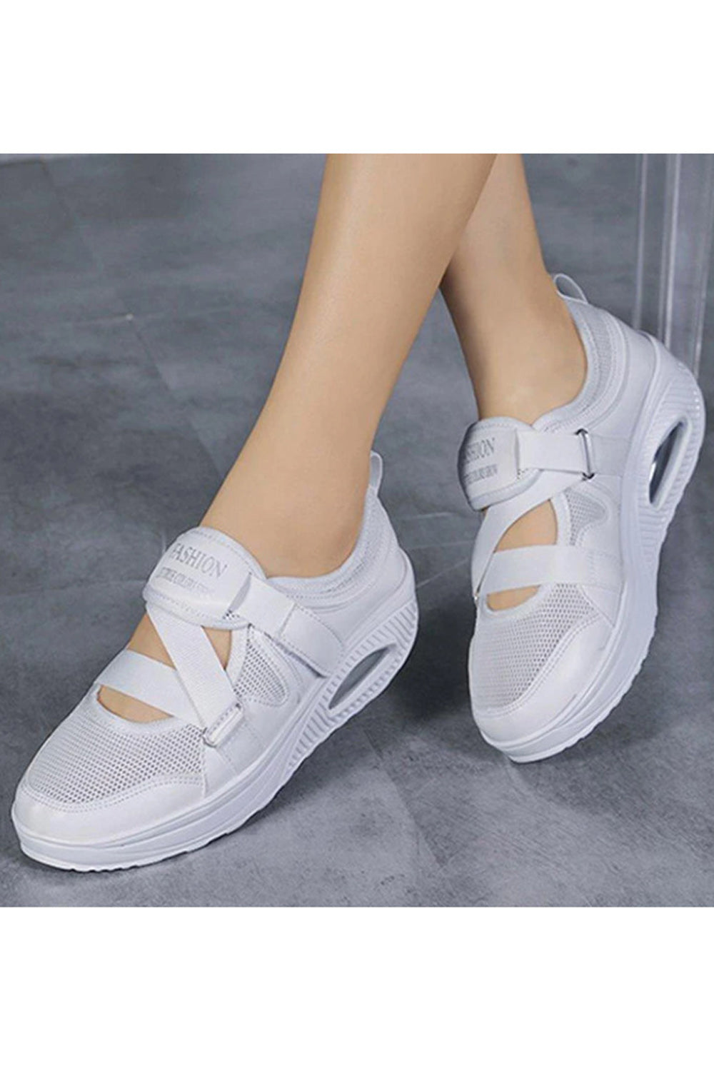 Women Summer Lightweight Solid Pattern Velcro Closure Running Soft Sneaker Shoes - WSA75080