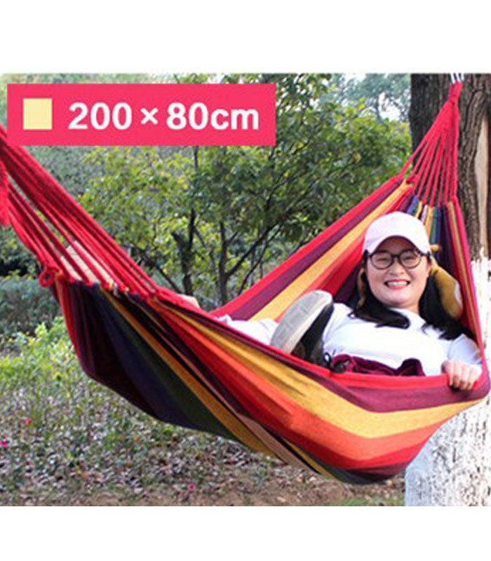 Outdoor Hammock Camping Thickened Sail Anti-Rollover Cloth Single Double Color Swing Student Lazy Bed Hanging Chair.