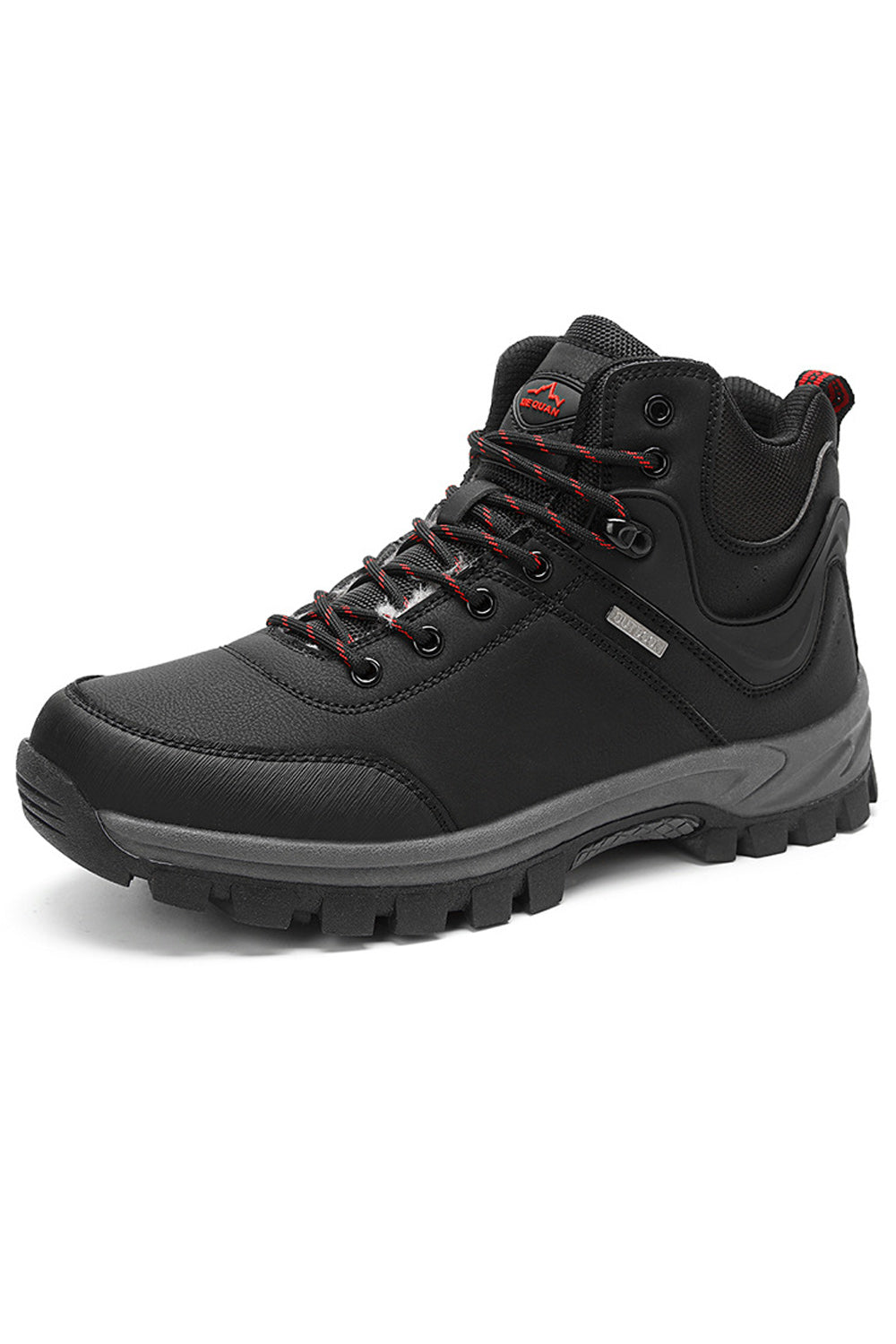 Men Round Toe Thick Soled Solid Pattern High Top Mountaining Cotton Hiking Boots - MSFHB95064