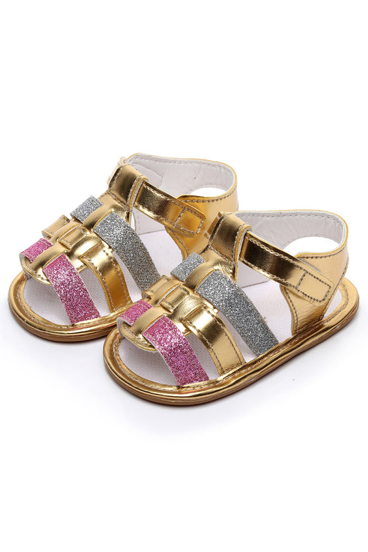 Baby Girls Strap Closure Solid Colored Shiny Beautiful Sandals - BGSD106009