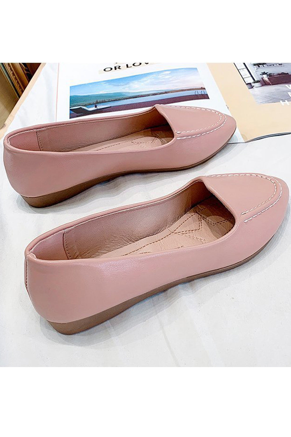 Women Comfortable Solid Colored Flat Heel Shallow Mouth Soft Loafer Shoes - WSFL104256