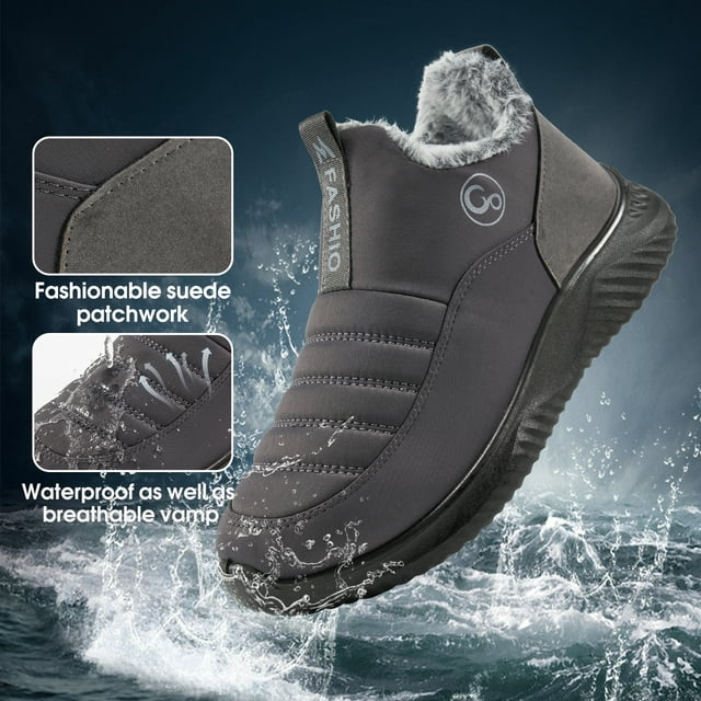 Women Winter Warm Faux Waterproof Slip On Comfort Snow Boots
