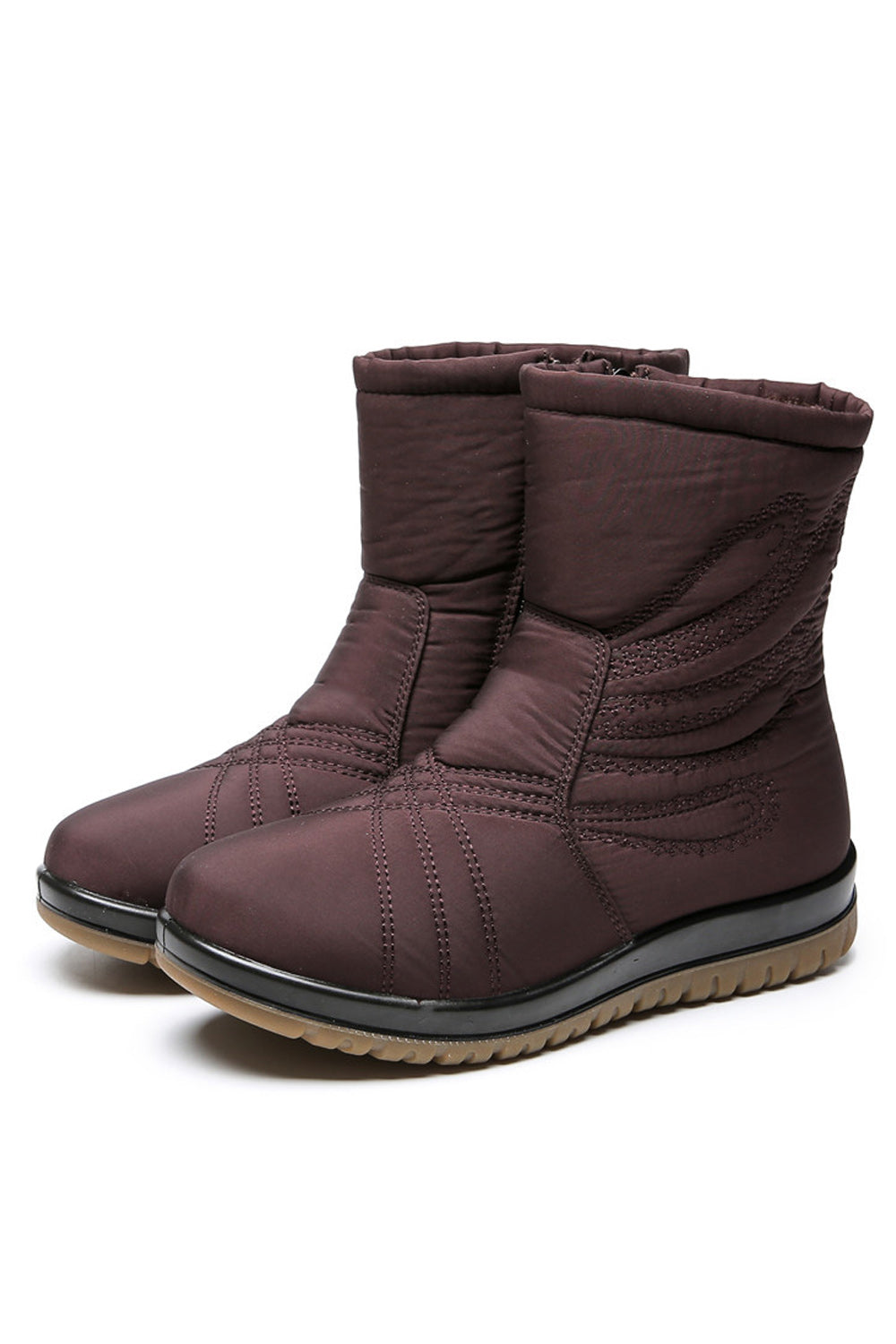 Women Round Toe Lightweight Thick Winter Cozy High Top Waterproof Solid Pattern Boots - WSC50898