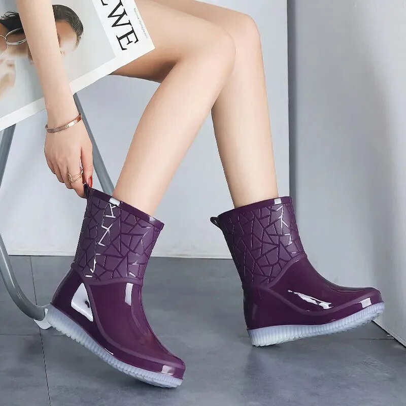 Women Waterproof Work Shoes for Women Non-slip  Mid-Calf Water Boots - WRB50125