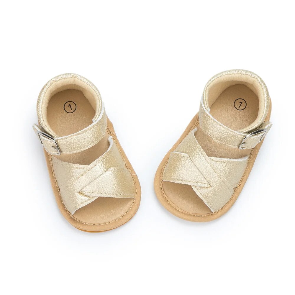 Baby Girl Sandals Baby Shoes Flats Leather Rubber Sole Anti-Slip First Walker Newborn Toddler Sandals - BGSD50777