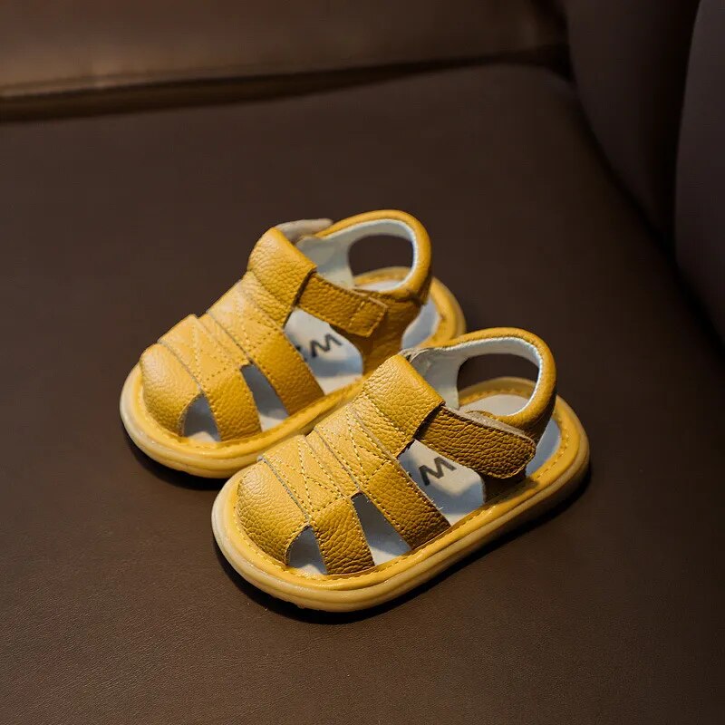 Baby Boys Summer Sandals Infant Anti-collision Toddler Shoes Soft Bottom Genuine Leather Sandals - BBSD50730