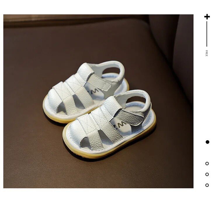 Baby Boys Summer Sandals Infant Anti-collision Toddler Shoes Soft Bottom Genuine Leather Sandals - BBSD50730