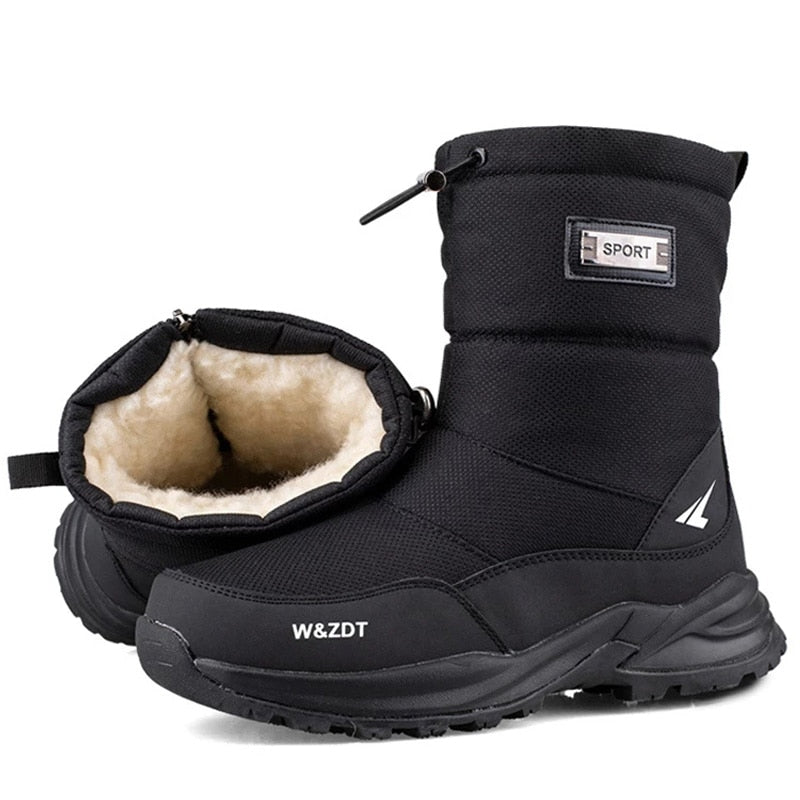 Man Outdoor Waterproof Snow Boots Zip Non-slip Cotton Plus Velvet Shoes Men - MSWRB50417