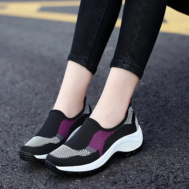 Women Casual Sole Slip On Tenis Sneakers Comfortable Female Outdoor Climbing Hiking Shoes - WHS50184