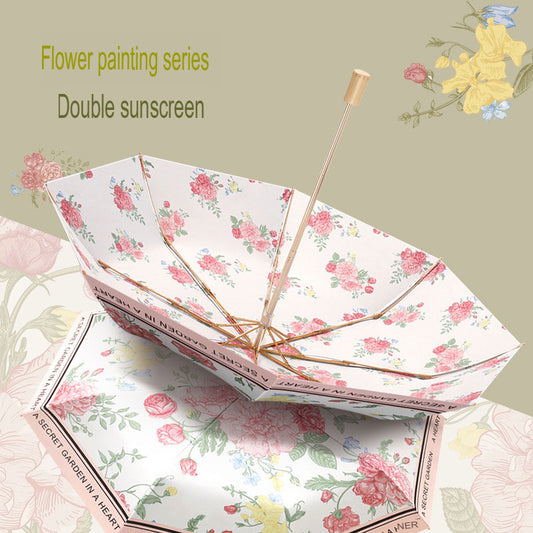 Creative Vinyl Double Layer Sunscreen Flower Umbrella Women's Anti-UV 50% Off Sun Umbrella