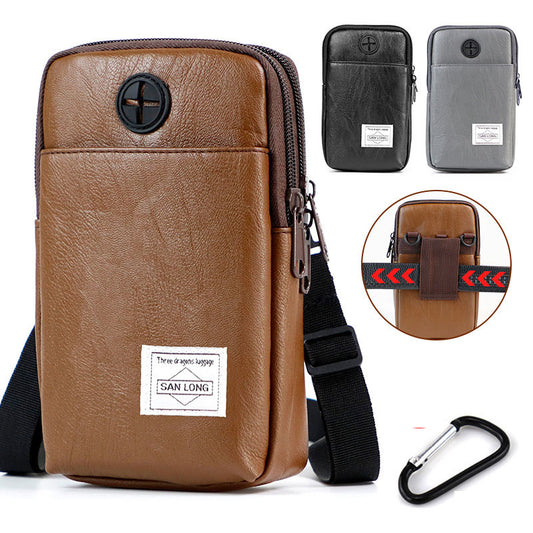 Mobile phone bag, vertical belt bag, simple work bag, multi-functional coin purse, men's shoulder bag, small backpack
