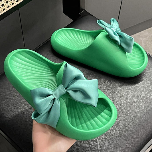 Internet celebrity bow girl heart slippers for women to wear style foreign trade soft-soled home non-slip summer sandals