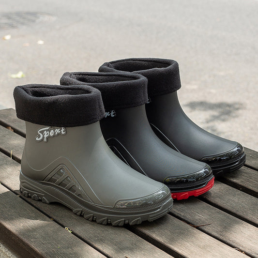 2024 New Fashion Trendy Men's Rain Boots Wear-Resistant Removable Warm Outer Wear