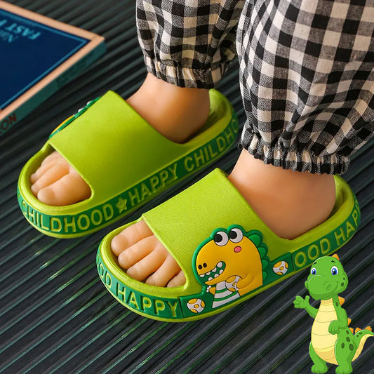Cartoon dinosaur children's summer soft-soled slippers for children, girls and middle-aged children to wear outside the bath, non-slip baby slippers