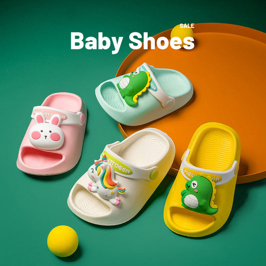 Children's slippers, breathable, cute, soft-soled summer outer wear, boys and girls, baby dinosaur slippers, children's hole-in-the-wall shoes