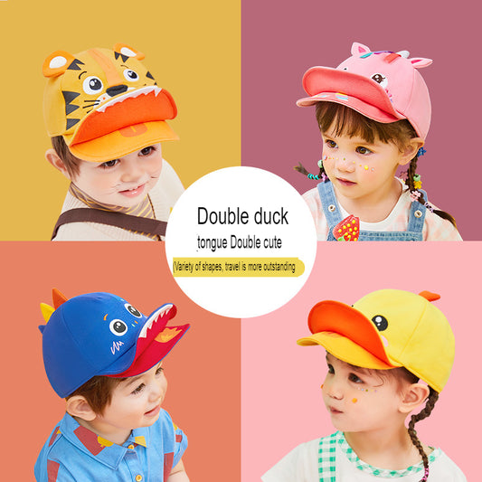 new baseball cap double brim children's peaked cap for boys and girls flip-up brim hat baby sun hat