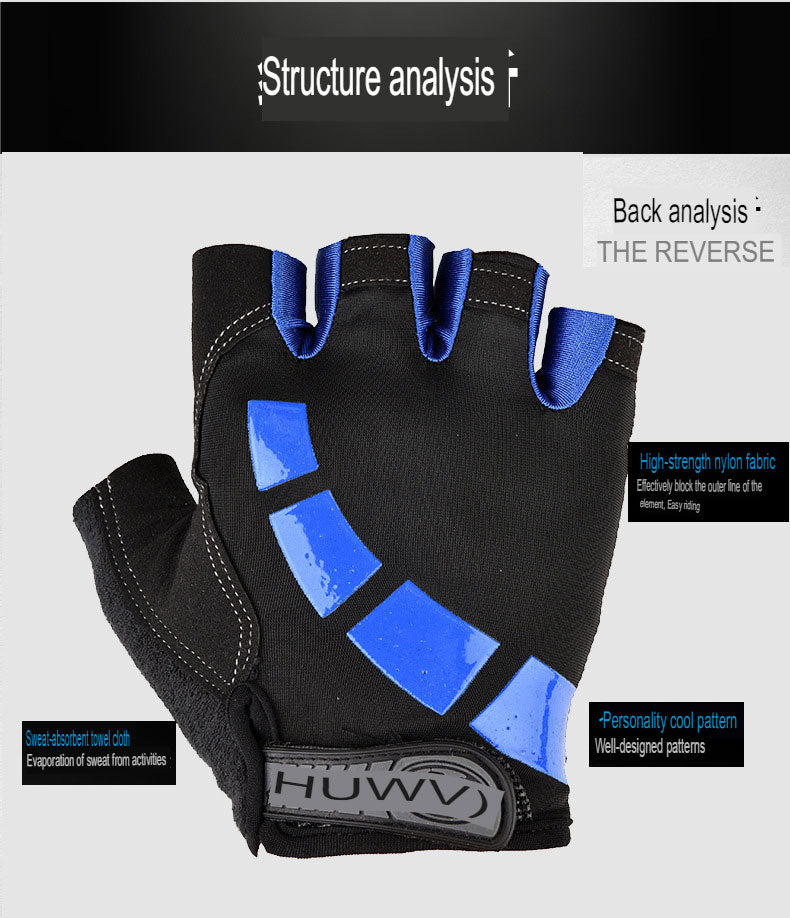 Outdoor fitness wristbands, shock-proof, breathable, sweat-absorbent, non-slip, mountain climbing, half-finger reflective strip gloves, men's