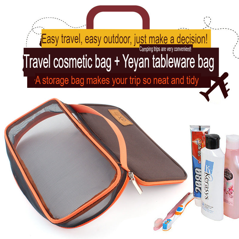 Outdoor Travel Cosmetic Bag, Camping Accessory Bag, Picnic Barbecue Portable Tableware Bag, Storage Bag, Drain Bag, Travel Bag