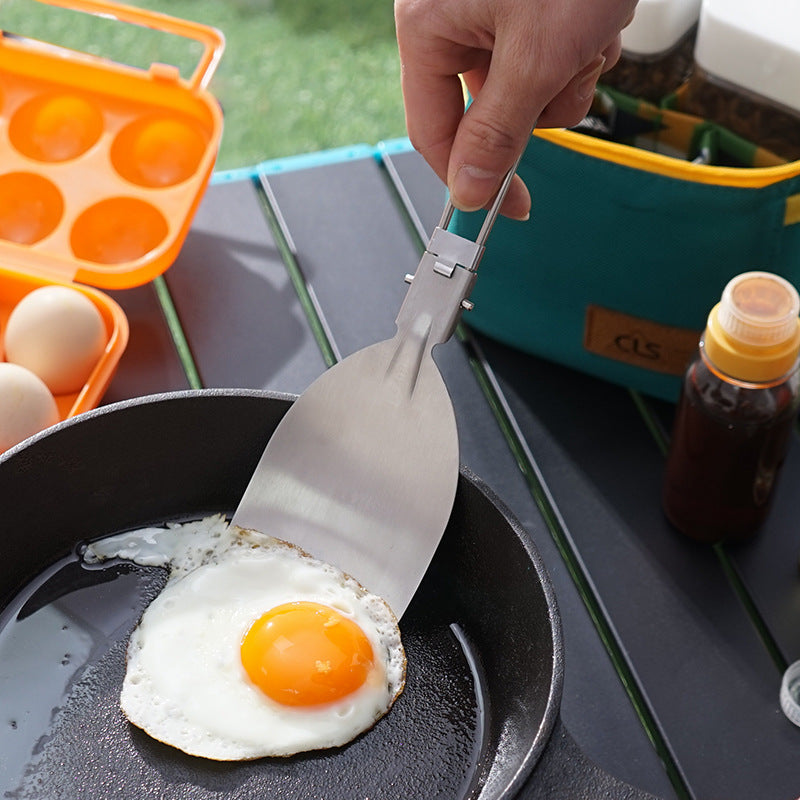 Outdoor Folding Frying Shovel Camping Portable 304 Stainless Steel Rice Shovel Barbecue Picnic Tableware Mountaineering Travel Spatula