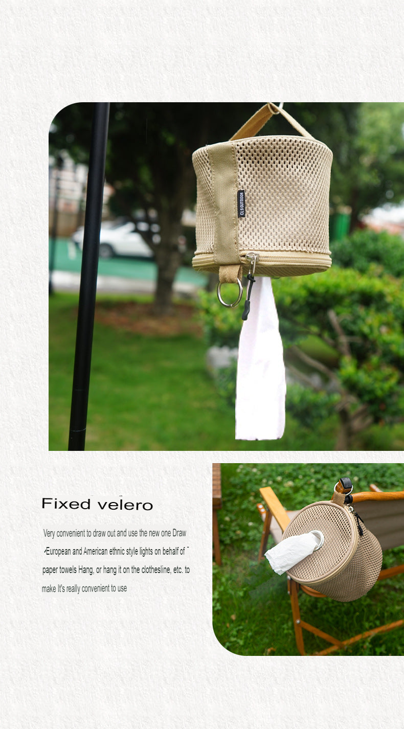 Outdoor Camping Paper Towel Pull-Out Home Portable Roll Paper Storage Bag Car Portable Paper Tube Bag Storage Box