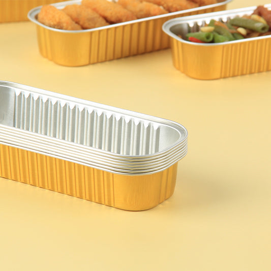 Golden Aluminum Foil Box Household Cheese Durian Tinfoil Box Tinfoil Plate Rectangular Disposable Takeaway Packaging Tinfoil Bowl