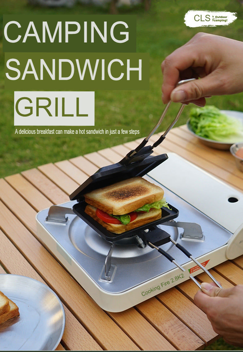 Portable Folding Sandwich Pan Multifunctional Outdoor Home Breakfast Non-Stick Frying Pan Picnic Bread Frying Pan