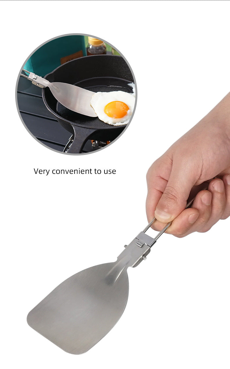 Outdoor Folding Frying Shovel Camping Portable 304 Stainless Steel Rice Shovel Barbecue Picnic Tableware Mountaineering Travel Spatula