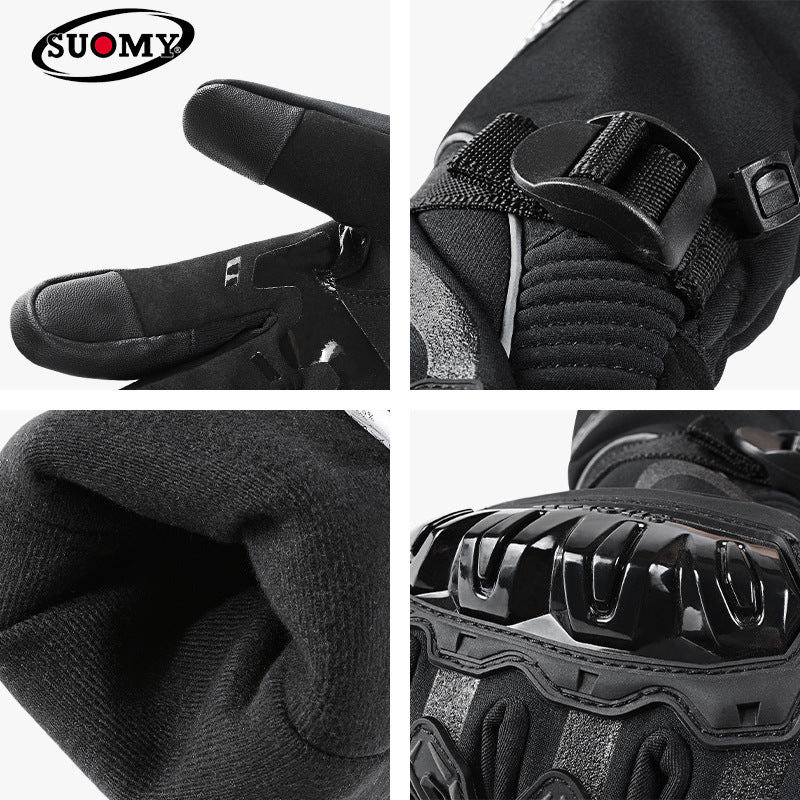 Motorcycle Riding Gloves Men's Winter Warm Waterproof Thickened Windproof And Fall-Proof Touch Screen Gloves