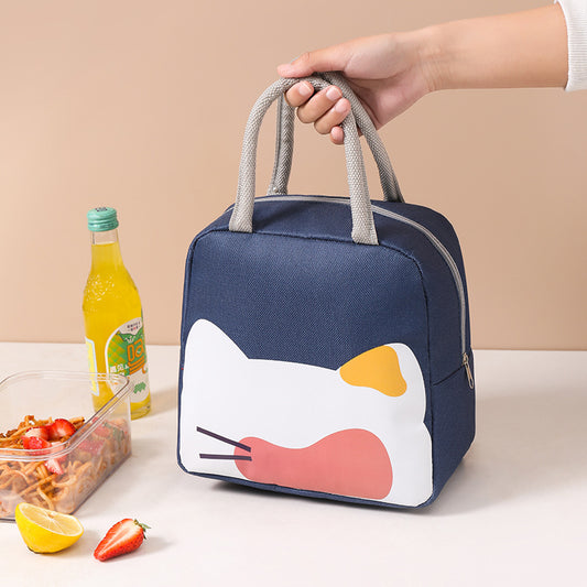 Cute Portable Lunch Bag Aluminum Foil Insulated Lunch Box Bag Student Lunch Bag Oxford Cloth Lunch Bag