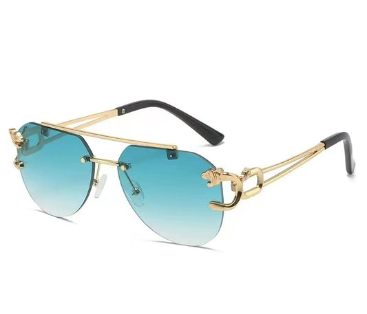 2023 New Fashion Frameless Big Brand Sunglasses Leopard Head Personalized Driver Anti-UV Men's and Women's Sunglasses