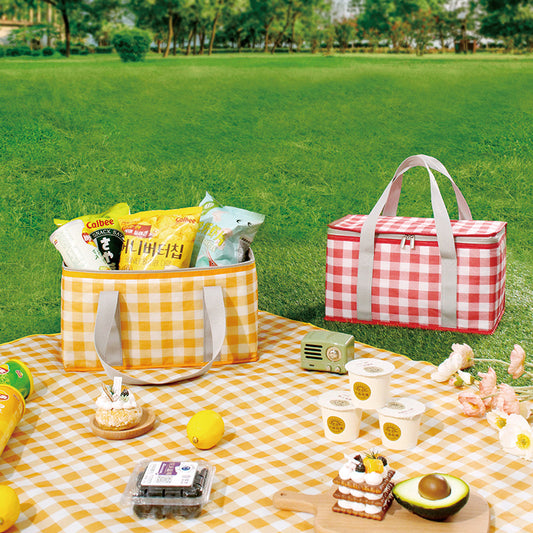 Outdoor Picnic Bag Thickened Aluminum Film Folding Picnic Basket Portable Lunch Bag Camping Moisture-Proof Picnic Mat