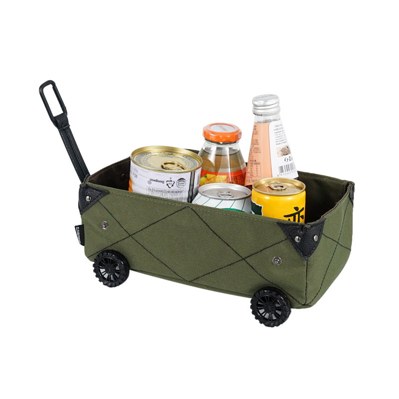 Outdoor Camping Storage Box Mini Camper Car Tissue Box Diy Canvas Folding Trolley Shopping Cart