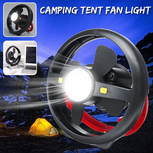 Usb Rechargeable Camping Fan Light Outdoor Tent Hook Light Cross-Border New Led Camping Fan Light