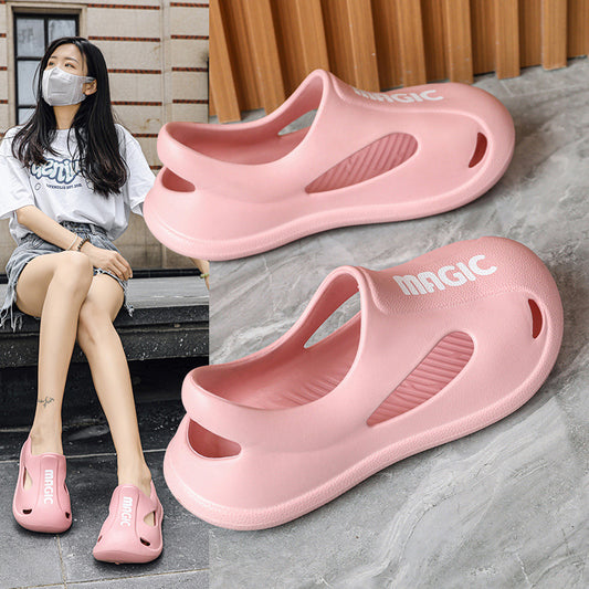 Eva's Poop-Stomping Hole Shoes For Women, Summer Fashion Ins Trend Outer Wear, Couple Beach Shoes, Thick-Soled Toe-Cap Sandals For Men