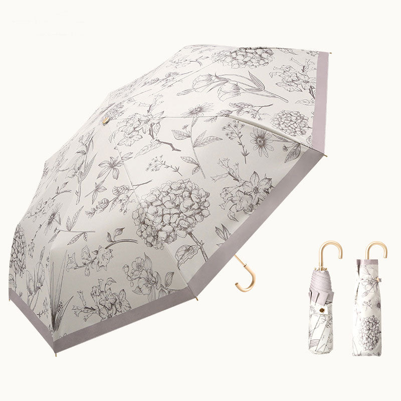 Gilt Small Gold Hook Sunny Umbrella, Sun Protection And Ultraviolet Protection, Sunny Or Rainy Umbrella, Oil Painting Umbrella